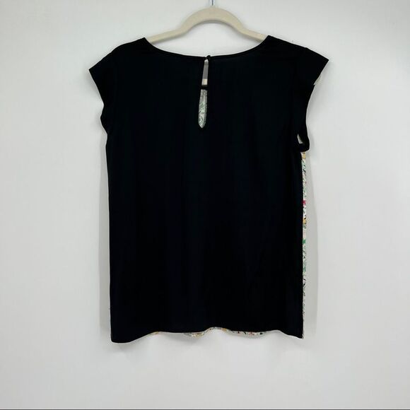 Joie Silk Blouse Womens Small Multi Color Floral Cap Sleeve Keyhole Back Top - Picture 4 of 7